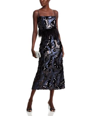 Ramy Brook - Stanley Sequin Feather Trim Top & Donnelly Sequin Midi Skirt