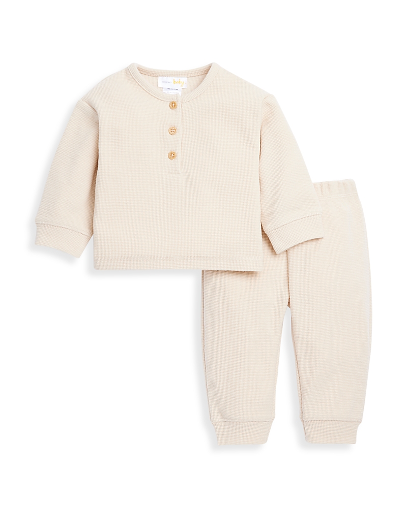 Bloomie's Baby Bloomies Baby Unisex Waffle Top & Pants Set - Baby In Tan
