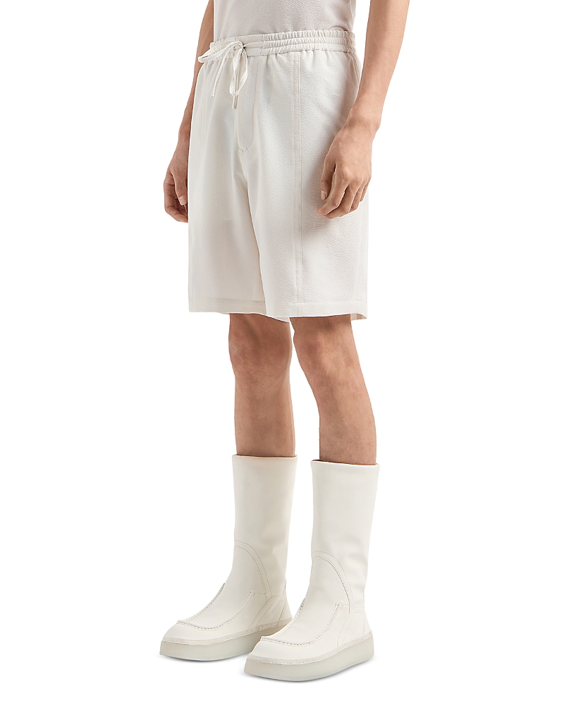 Emporio Armani Super Lightweight Technical Seersucker Bermuda Shorts In Solid White