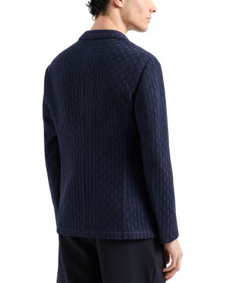 Modern Fit Geometric Patterned Bonded Knit Wool Blazer