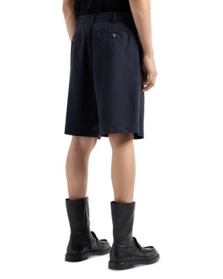 Textured Regular Fit Pleated Bermuda Shorts