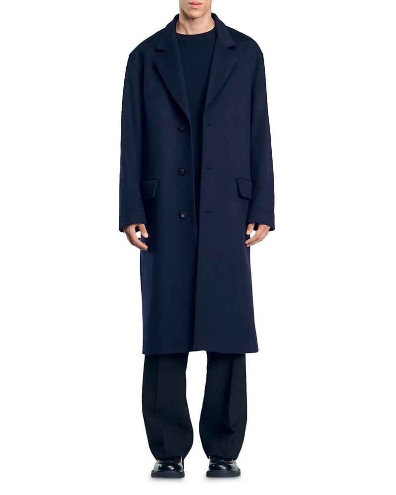 Sandro Waterproof Rain Coat In Navy Blue