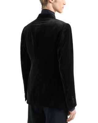 Regular Fit Embossed Print and Satin Lapel Blazer