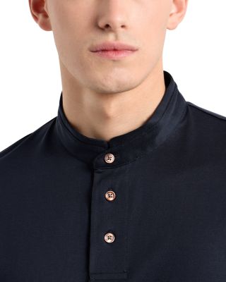 Jersey Knit Regular Fit Band Collar Polo Shirt