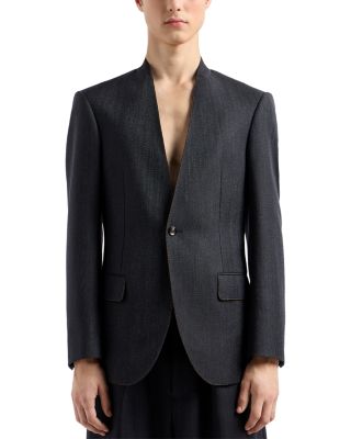 Emporio Armani - Modern Fit Mouline Wool Blend Jacket with Contrast Color Stitching