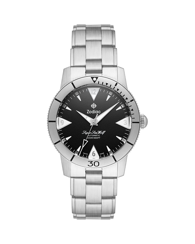 Zodiac Skin Diver Automatic Stainless Steel Watch, 39mm In Black/silver