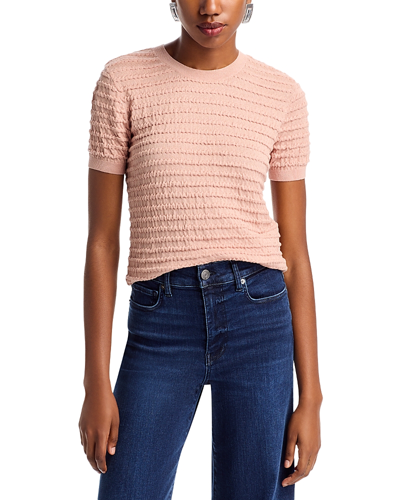 FRAME SILK & COTTON SMOCKED SWEATER TOP