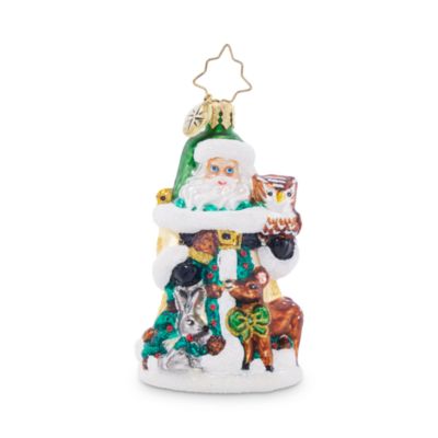 Christopher Radko Woodland Friends Santa Gem Glass Ornament