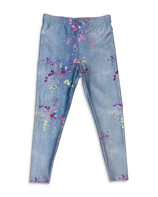 Terez - Girls' Slim Fit Stretch Denim Paint Splatter Leggings - Little Kid, Big Kid