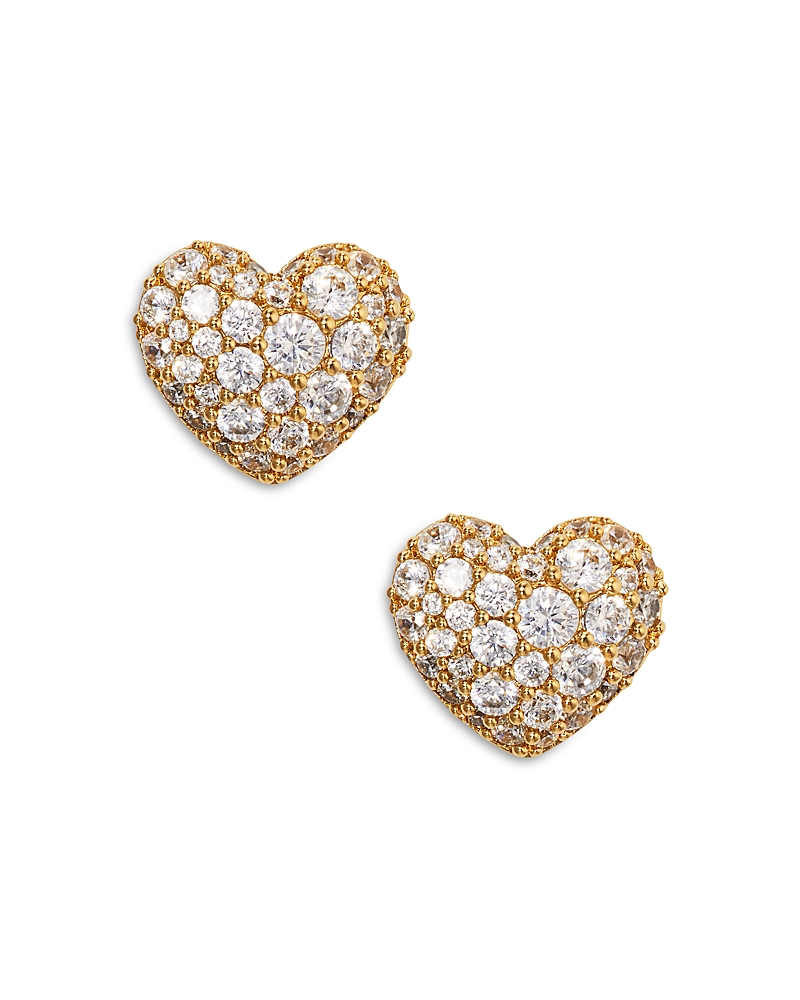 Nadri Cubic Zirconia Heart Stud Earrings In 18k Gold Plated In Gold