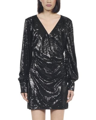 The Kooples Sequin Draped Mini Dress