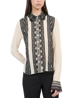 The Kooples - Lace Trim Silk Shirt