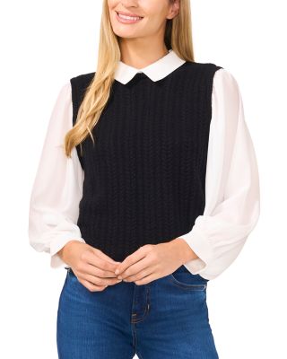CeCe Layered Look Cable Vest Top