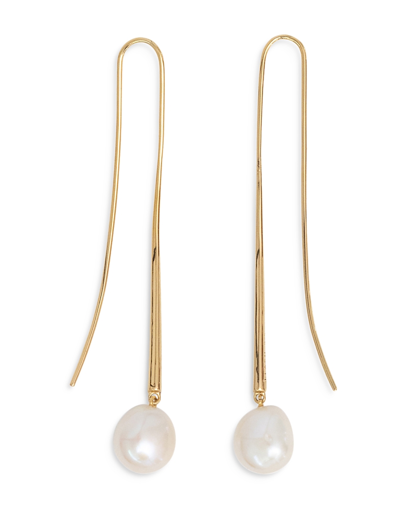 Nina Gordon Cusp Baroque Cultured Freshwater Pearl Threader Earrings In 14k Gold Vermeil Sterling Silver In White/gold