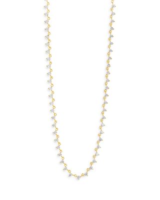 Sterling Forever - Brigid Cubic Zirconia Tennis Necklace in 14K Gold Plated, 16"-18"