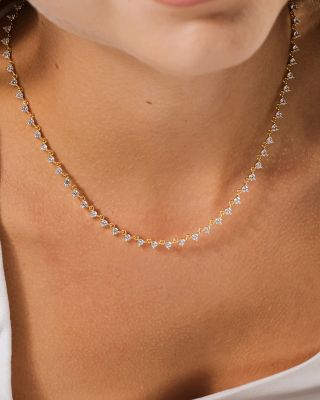 Brigid Cubic Zirconia Tennis Necklace in 14K Gold Plated, 16&amp;quot;-18&amp;quot; 