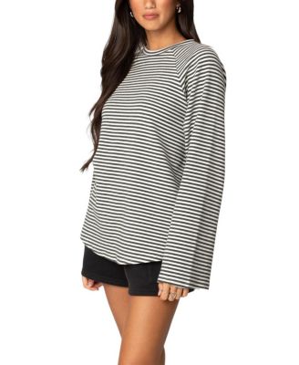 Stripey Oversized Bell Sleeve Top