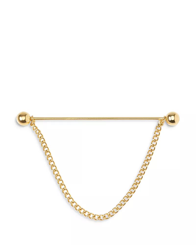 Cufflinks Inc Stainless Steel Gold Chain Collar Bar