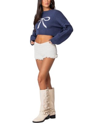 Knit Bow Cropped Sweater