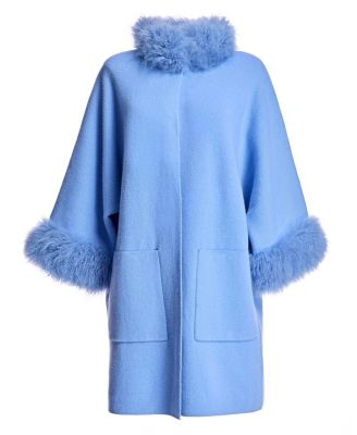 Cashmere Kimono with Cashmere Goat Trim