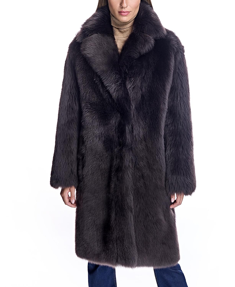 Maximilian Shearling Coat With Notch Collar In Dark Brown