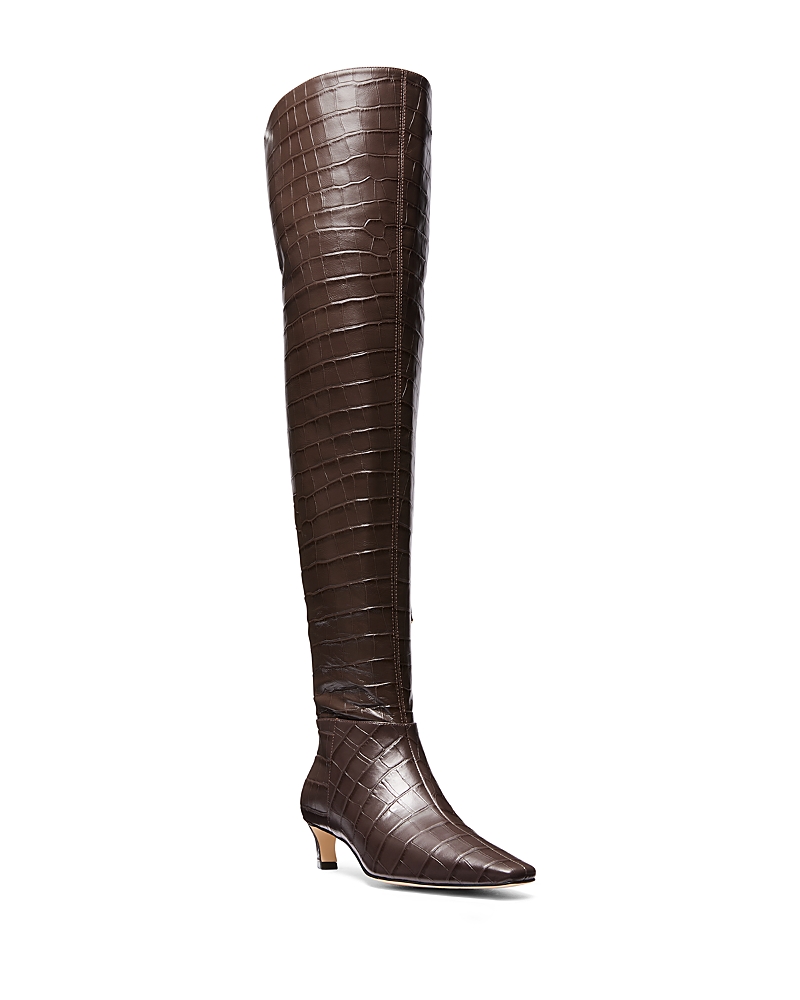 Michael Kors Cosmo Crocodile Embossed Leather Boot In Chocolate