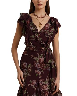【Lauren Ralph Lauren】Floral Ruffle-Trim ette Dress Ralph Lauren Floral Ruffle Trim Georgette Dress | Bloomingdale's