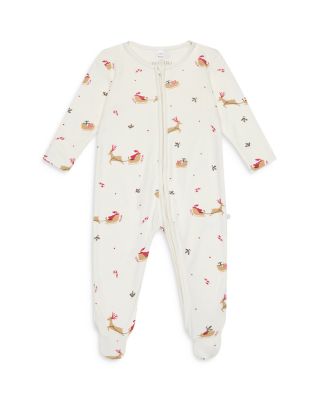 MORI - Unisex Santa Print Two Way Zip Sleepsuit - Baby