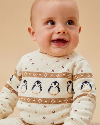 Unisex Penguin Fair Isle Knit Sweater - Baby
