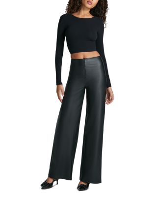Faux Leather Wide Leg Pants
