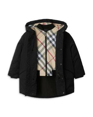 Detachable Burberry Check Bomber Jacket with Down Parka - Little Kid, Big Kid