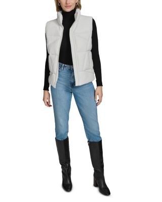 Faux Leather Puffer Vest
