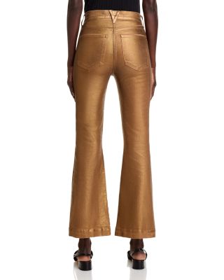 Carson High Rise Coated Ankle Flare Jeans in Antique Brass