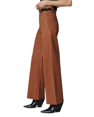 The Mia High Rise Wide Leg Coated Jeans in Leather Brown