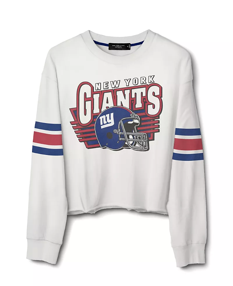 Junk Food Clothing Women's Nfl New York Giants Kickoff Crop Crew Fleece