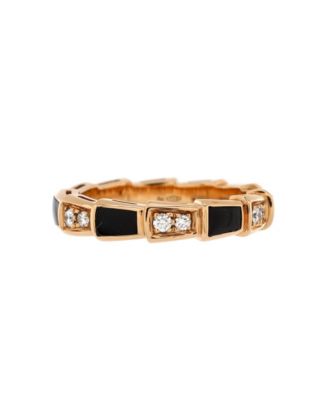 Pre-Owned Bvlgari - Serpenti Viper Ring 18K Rose Gold with Onyx and Diamonds