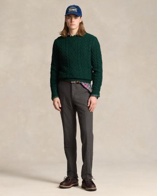 Wool Cable Knit Crewneck Sweater
