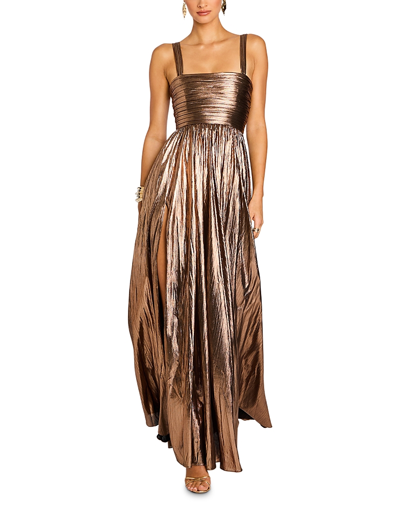 Iris Metallic Maxi Dress In Metallic Bronze Iris Metallic Maxi Dress In Metallic Bronze