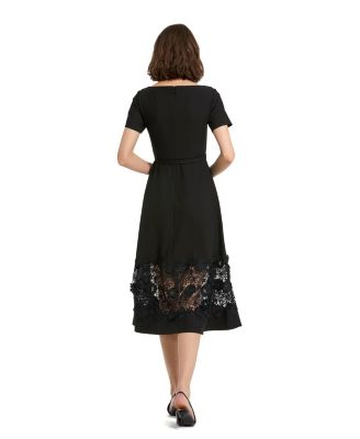 Crepe Boat Neck Belted Midi Dress