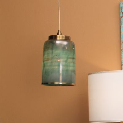 Vapor Aqua Metallic Glass 1 Light Pendant