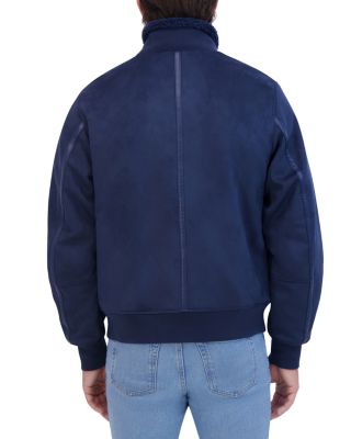 Faux Suede Stand Collar Zip Jacket