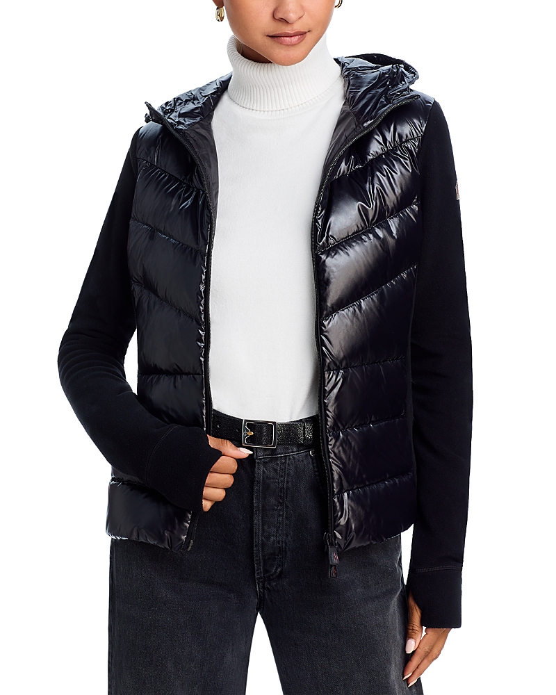 Moncler Grenoble Felpa Imbottita In Pile Con Zip E Cappuccio In Black