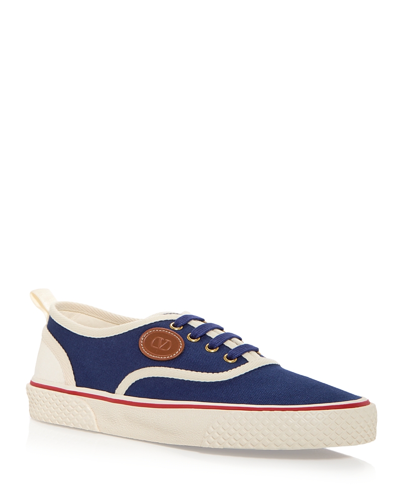 Valentino Sneaker Nojoke In Blue And White Canvas In Indigo Multi