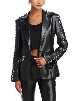 Cinq à Sept - Studded Faux Leather Milly Jacket