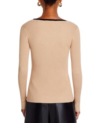 V Neck Ribbed Sweater