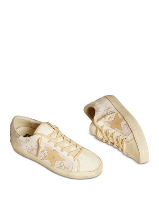 Women's Super Star Almond Toe Star Patch & Crystal Flower Sneakers