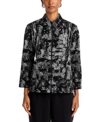 Melange Knit Zip Front Jacket