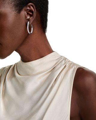 Diamond Inside Out Oval Hoop Earrings in 14K White Gold, 4.00 tcw