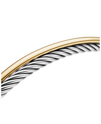 Crossover Bracelet in Sterling Silver with 18K Yellow Gold, 3mm