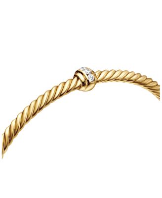18K Yellow Gold Cable Classics Pav&eacute; Center Station Bracelet